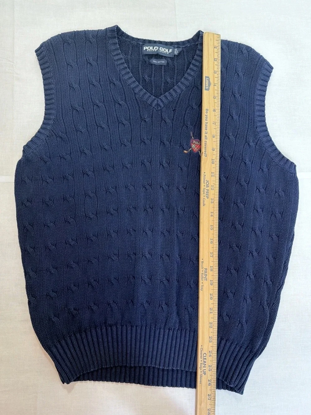 Vintage Polo Ralph Lauren Sweater Vest Mens Size L Golf Cable Knit Crest